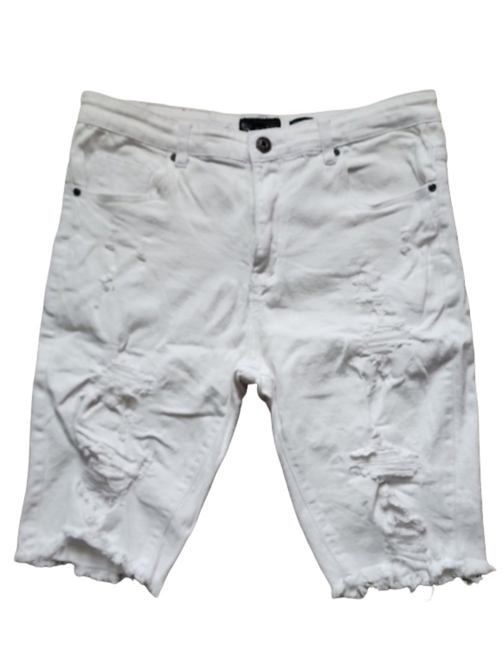 Waimea White Distressed Denim Shorts Men 34 Raw Hem Skinny Fit